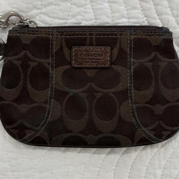 Coach Handbags - Coach Dark Brown Signature Pouch